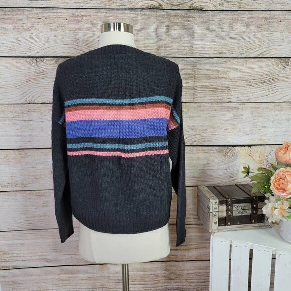 American Eagle Knit Striped Gray Sweater XS - Picture 3 of 5